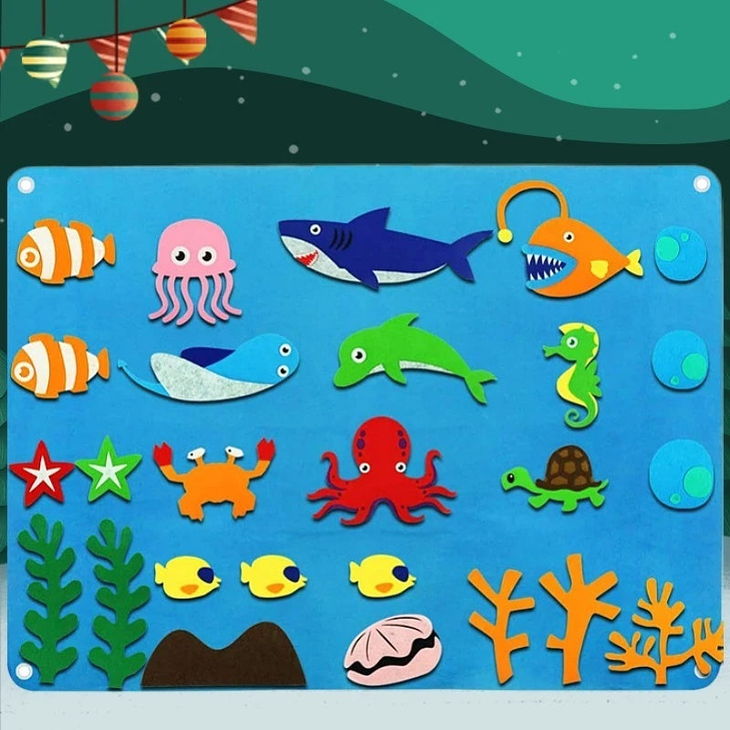 Farm Animals Felt Story Board – Reusable No-Glue Felt Set, Multi-Themes, Visual Learning, Teaching Aid, Safe for Ages 2+