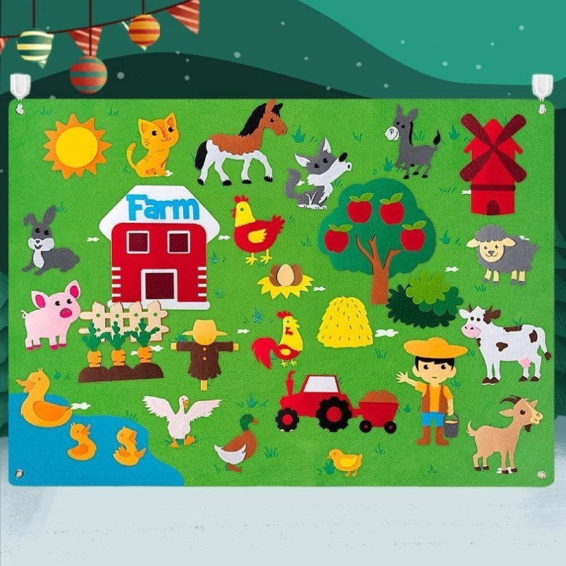 Farm Animals Felt Story Board – Reusable No-Glue Felt Set, Multi-Themes, Visual Learning, Teaching Aid, Safe for Ages 2+