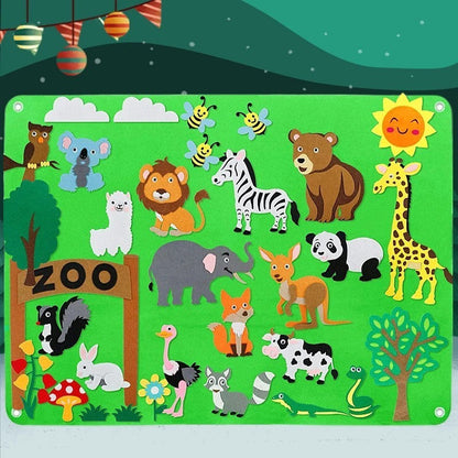 Farm Animals Felt Story Board – Reusable No-Glue Felt Set, Multi-Themes, Visual Learning, Teaching Aid, Safe for Ages 2+