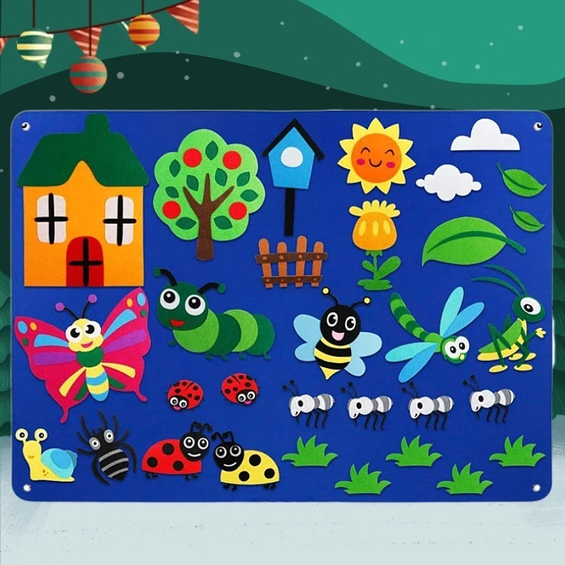 Farm Animals Felt Story Board – Reusable No-Glue Felt Set, Multi-Themes, Visual Learning, Teaching Aid, Safe for Ages 2+