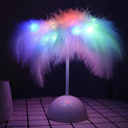 Feather Table Lamp with Warm White LED Light – Elegant Bedside Lamp for Bedroom and Living Room Decor 3