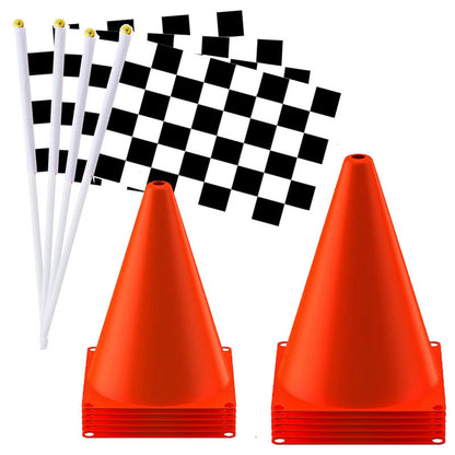 Small Racing Checkered Flags and Cone Kit