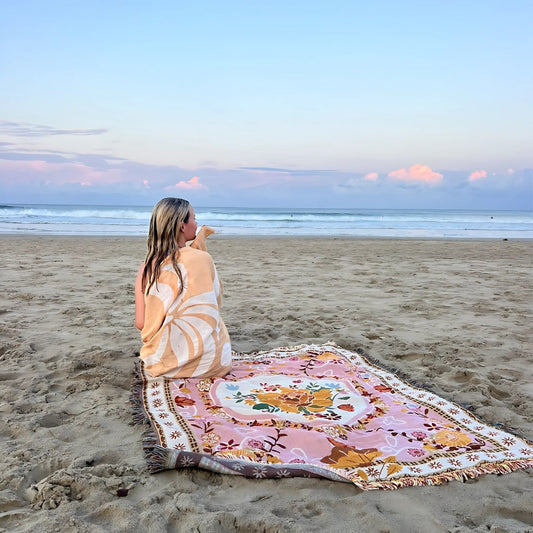 Colorful Outdoor Blanket - Plush Microfiber Garden Throw - Pexav