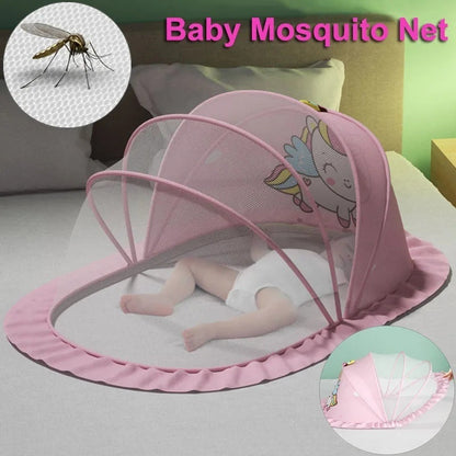 Foldable Baby Crib with Mosquito Net and Soft Mattress Set, Cute Unisex Designs, Safe Cozy Sleep Anywhere