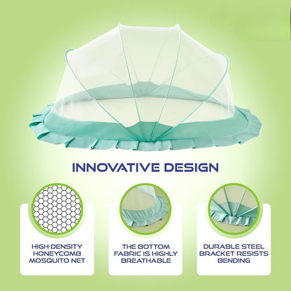 Foldable Baby Crib with Mosquito Net and Soft Mattress Set, Cute Unisex Designs, Safe Cozy Sleep Anywhere