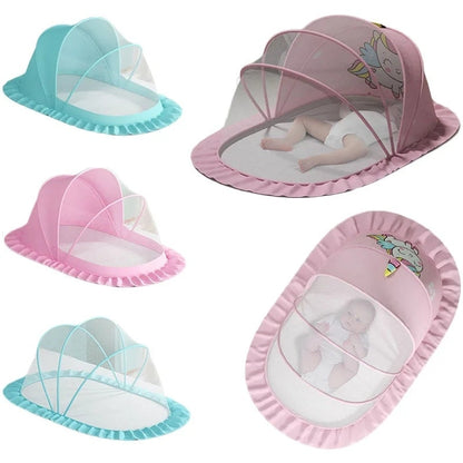 Foldable Baby Crib with Mosquito Net and Soft Mattress Set, Cute Unisex Designs, Safe Cozy Sleep Anywhere