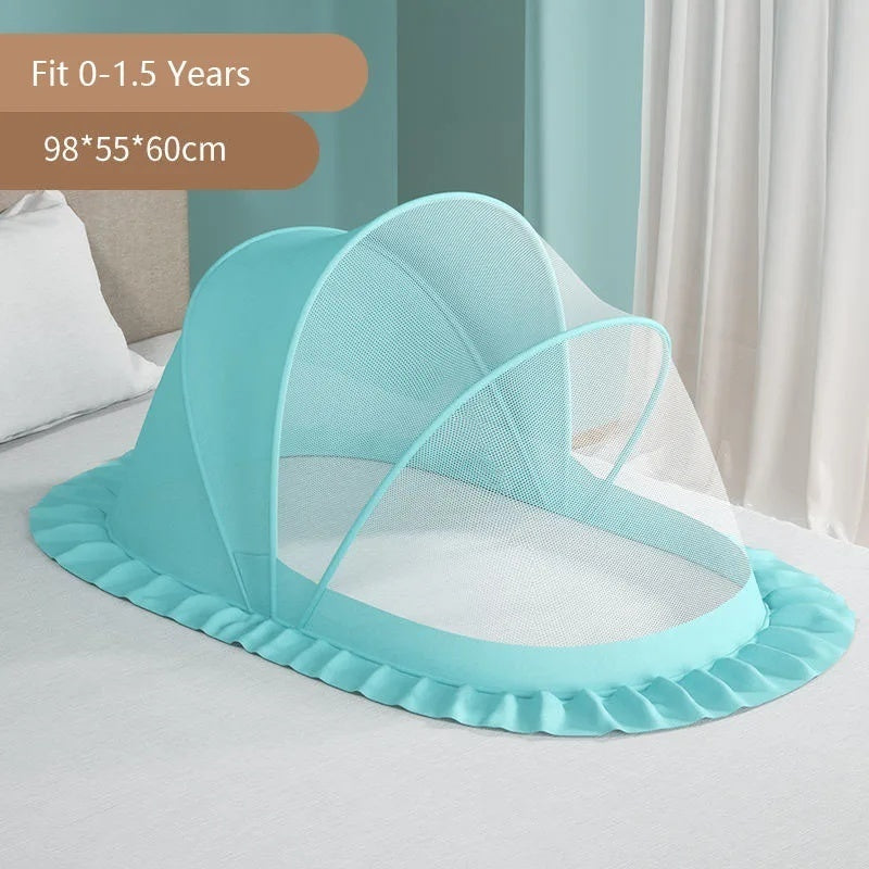 Foldable Baby Crib with Mosquito Net and Soft Mattress Set, Cute Unisex Designs, Safe Cozy Sleep Anywhere