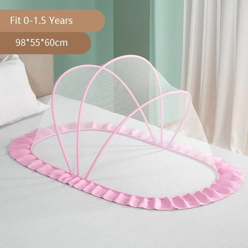 Foldable Baby Crib with Mosquito Net and Soft Mattress Set, Cute Unisex Designs, Safe Cozy Sleep Anywhere
