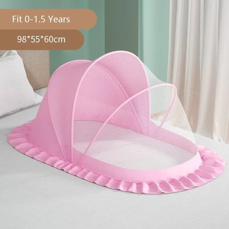 Foldable Baby Crib with Mosquito Net and Soft Mattress Set, Cute Unisex Designs, Safe Cozy Sleep Anywhere