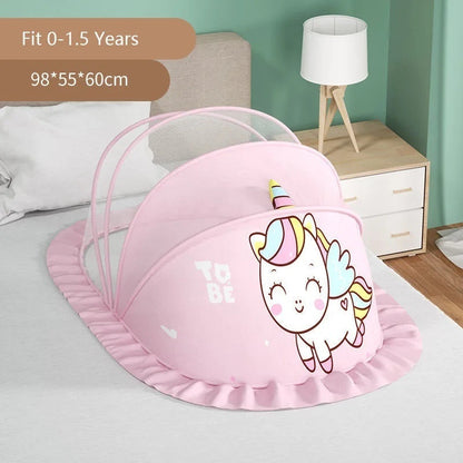 Foldable Baby Crib with Mosquito Net and Soft Mattress Set, Cute Unisex Designs, Safe Cozy Sleep Anywhere