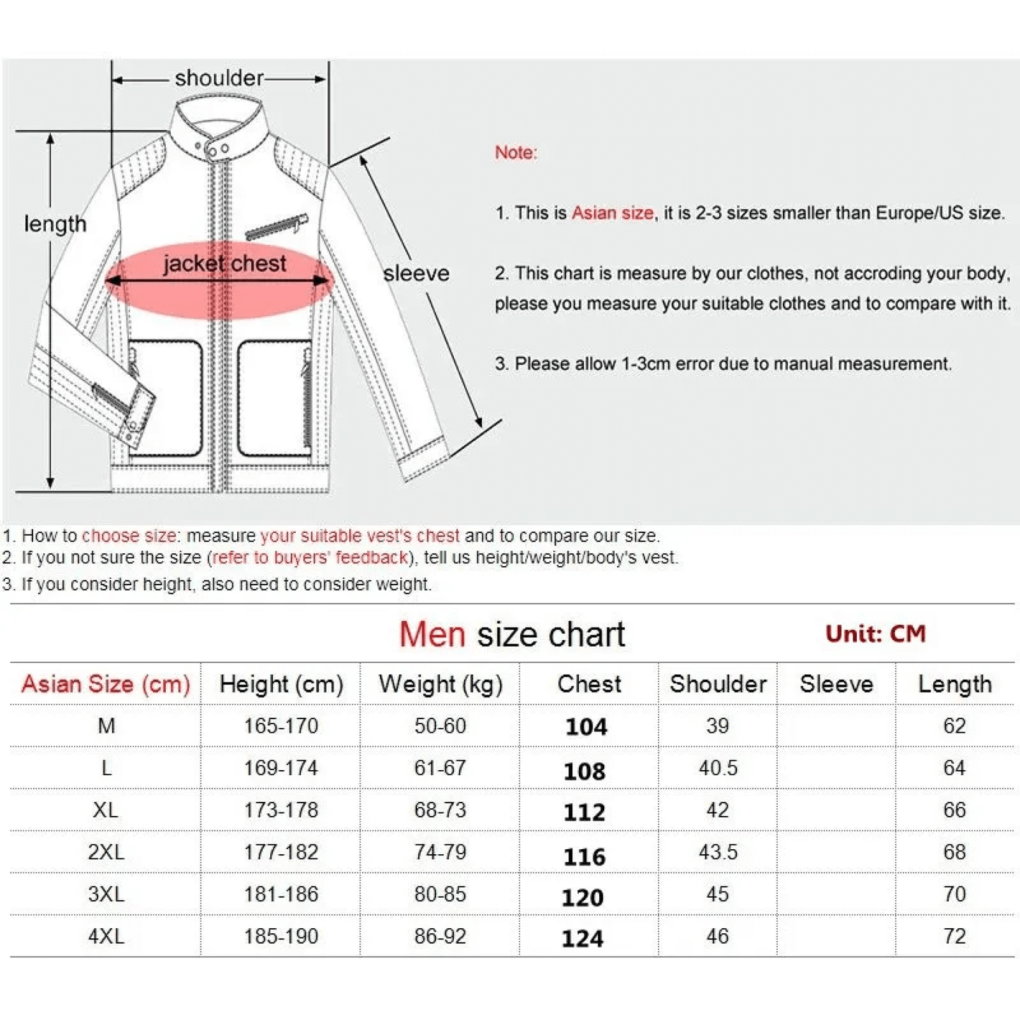 Warm USB Heated Jacket for Men and Women
