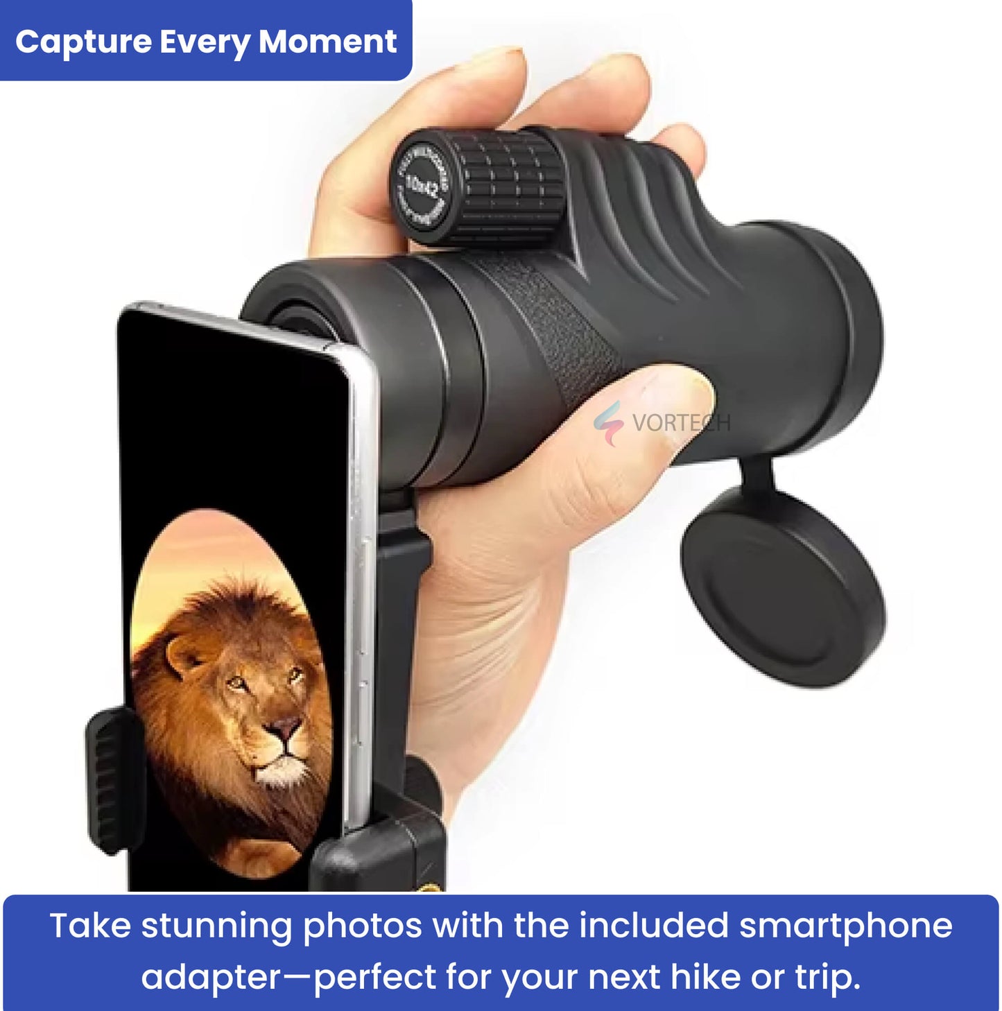 Compact 12X50 Waterproof Monocular with Phone Adapter