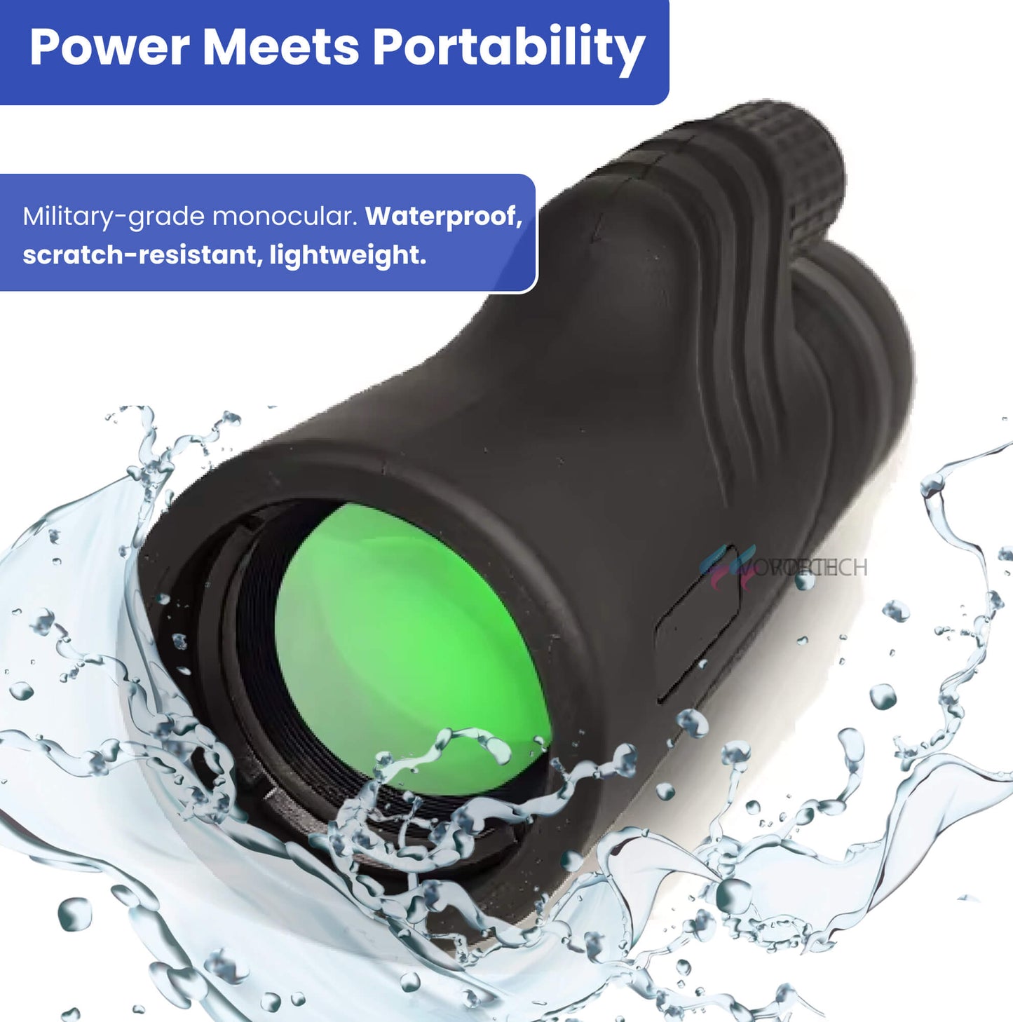 Compact 12X50 Waterproof Monocular with Phone Adapter