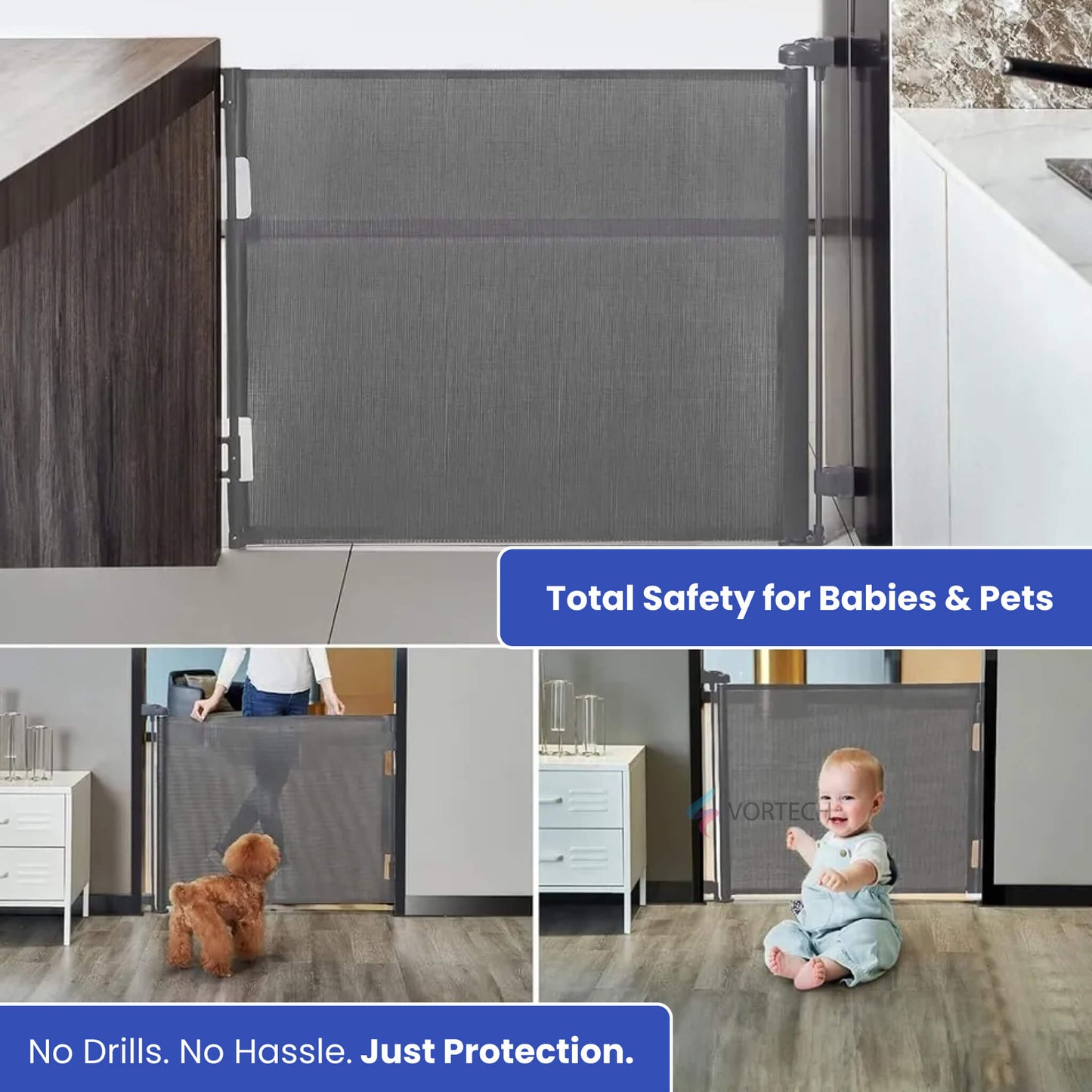 Easy Install Baby Pet Gate for Doors and Stairs