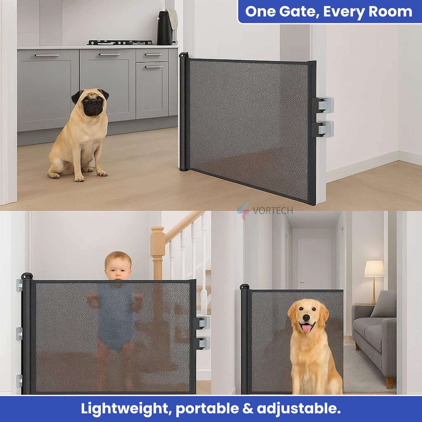 Easy Install Baby Pet Gate for Doors and Stairs