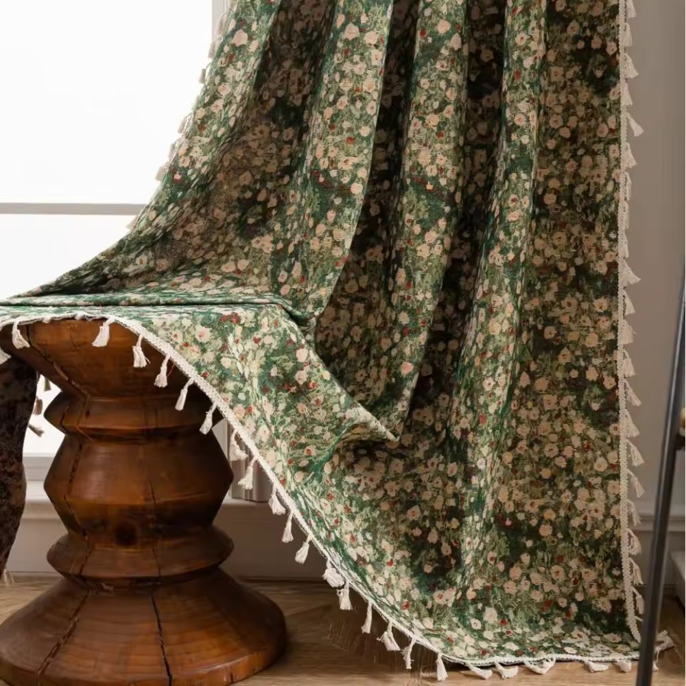 Classic Elegant Flower Print Drapes