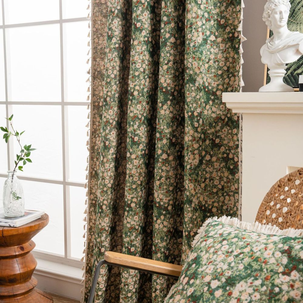 Classic Elegant Flower Print Drapes