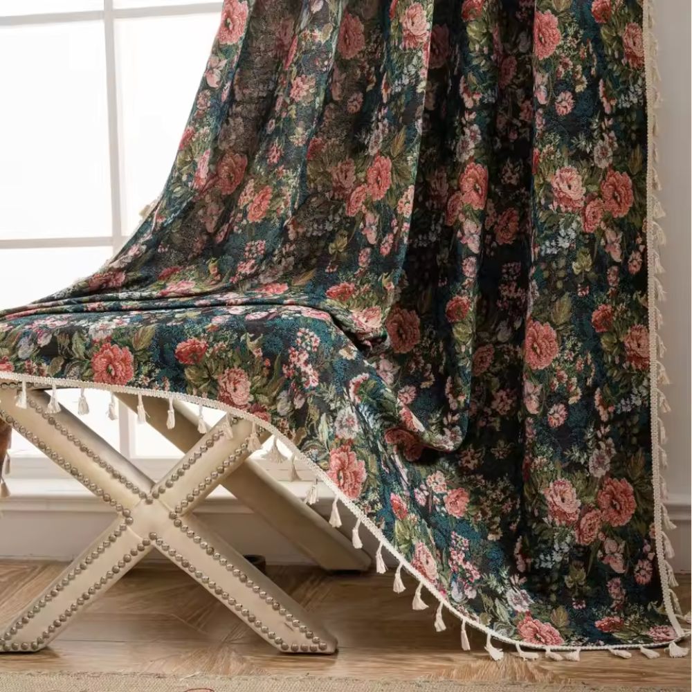Classic Elegant Flower Print Drapes