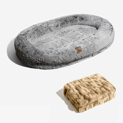 Extra Large Plush Pet Oval Bed for Humans Dogs