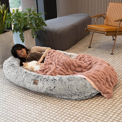Extra Large Plush Pet Oval Bed for Humans Dogs