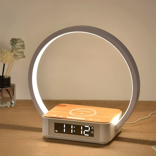 Multi-Function Desk Lamp with Wireless Charger & Clock - Pexav