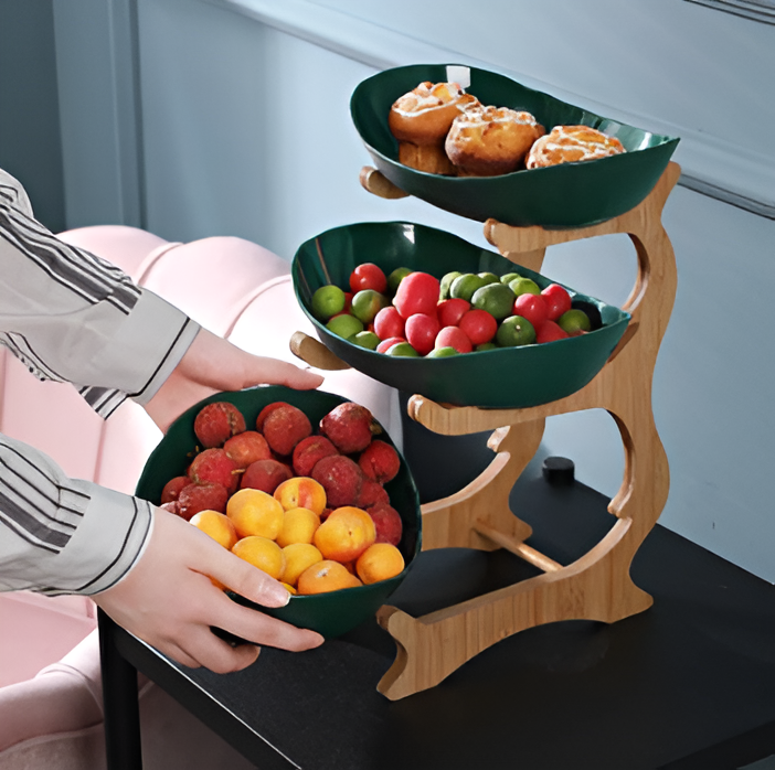 Tiered Wooden Fresh Fruit Basket