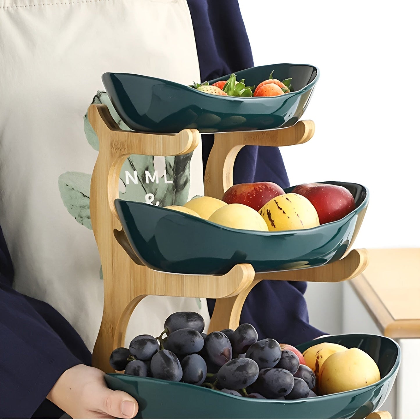 Tiered Wooden Fresh Fruit Basket