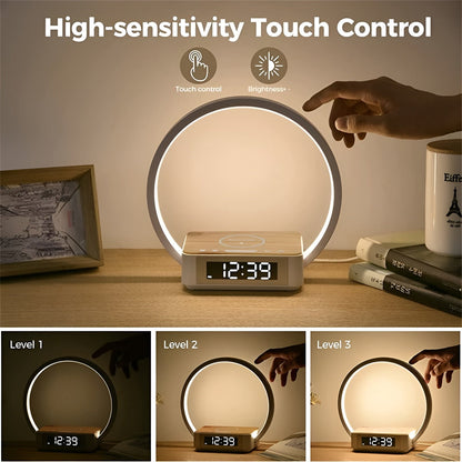 Multi-Function Desk Lamp with Wireless Charger & Clock