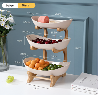 Tiered Wooden Fresh Fruit Basket