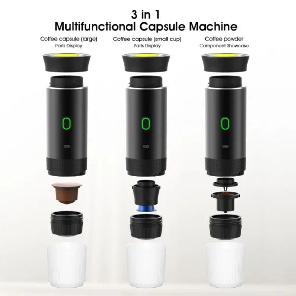 Compact 3-in-1 Portable Coffee Maker with Capsules