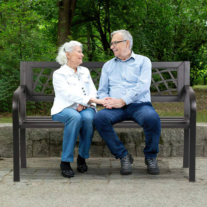 Comfortable Outdoor Bench With Arms For Patio Porch - Pexav