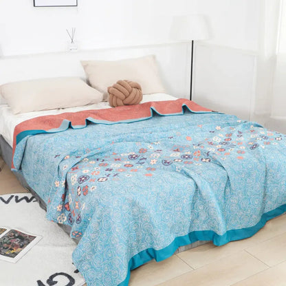Breathable Floral Blanket, Gentle Cotton Throw - Pexav