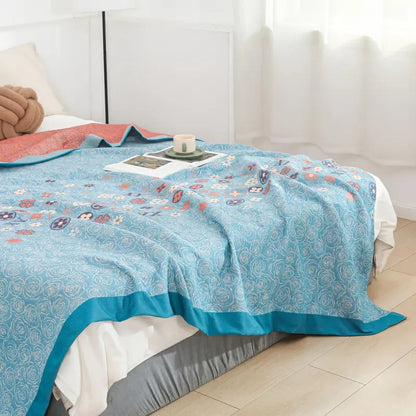 Breathable Floral Blanket, Gentle Cotton Throw