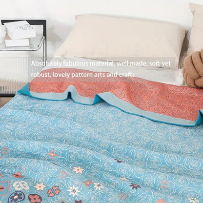 Breathable Floral Blanket, Gentle Cotton Throw