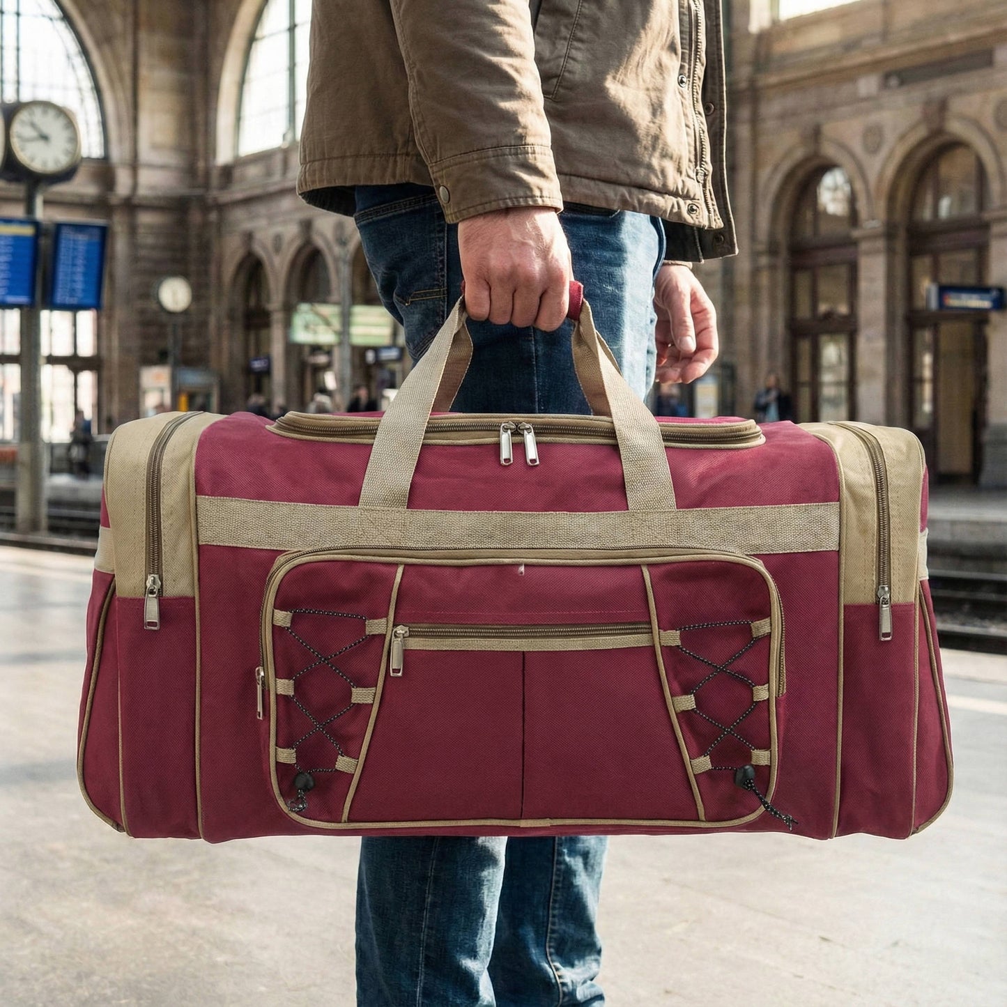 Spacious Folding Travel Duffle Bag With Strap