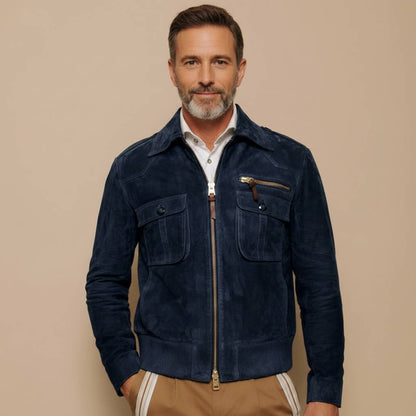 Vintage Style Zip Suede Mens Jacket