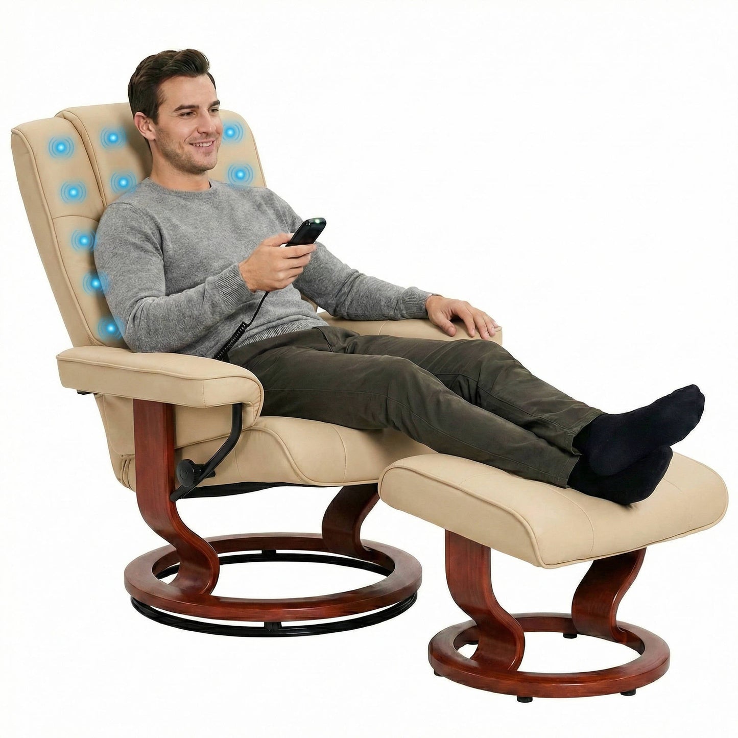 Comfortable Leather Reclining Chair Set