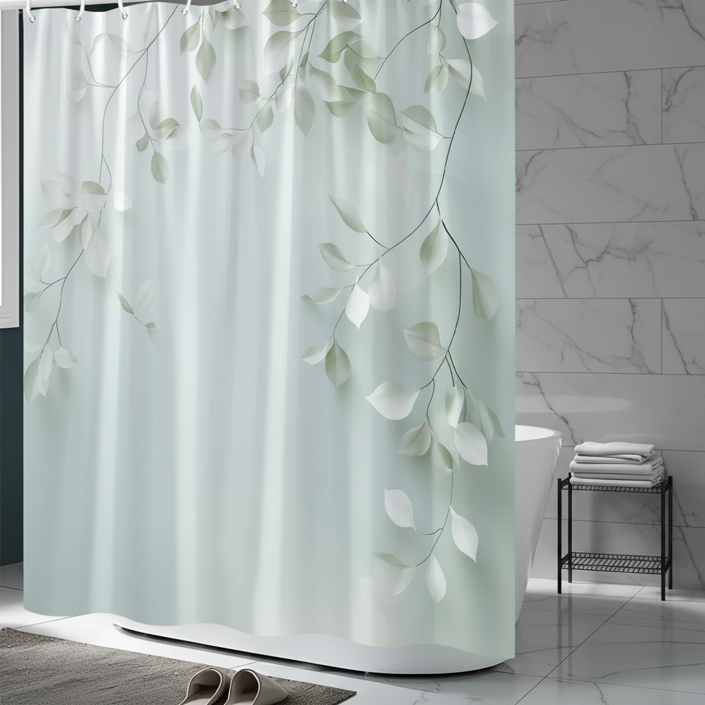 Waterproof Fabric Bathroom Curtain - Calmweave - Pexav