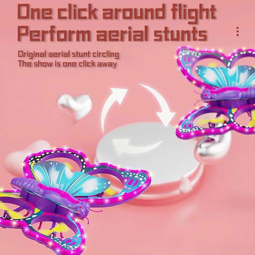 Glitter Butterfly Remote Control 2.4GHz with LED Lights – Safe for Ages 6+