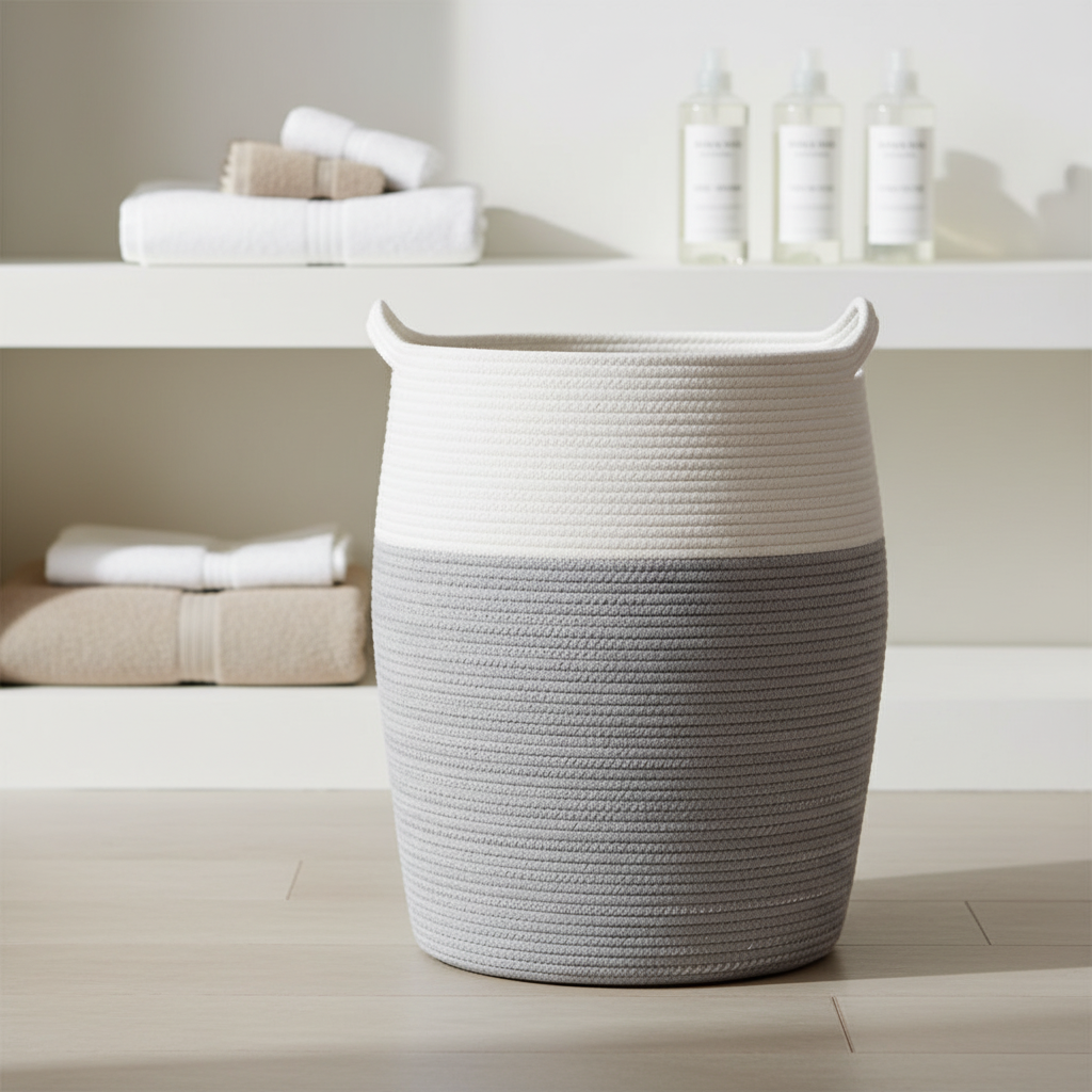 Big Natural Wicker Laundry Hamper - Pexav