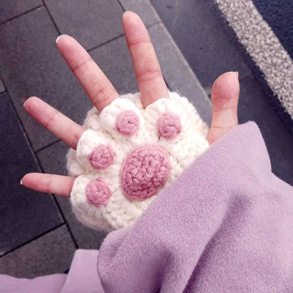 Warm Kitty Knit Winter Gloves - Pexav