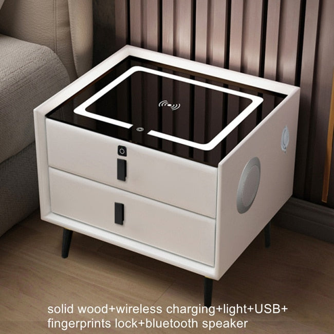 Compact Wireless Charging Bedside Speaker Table