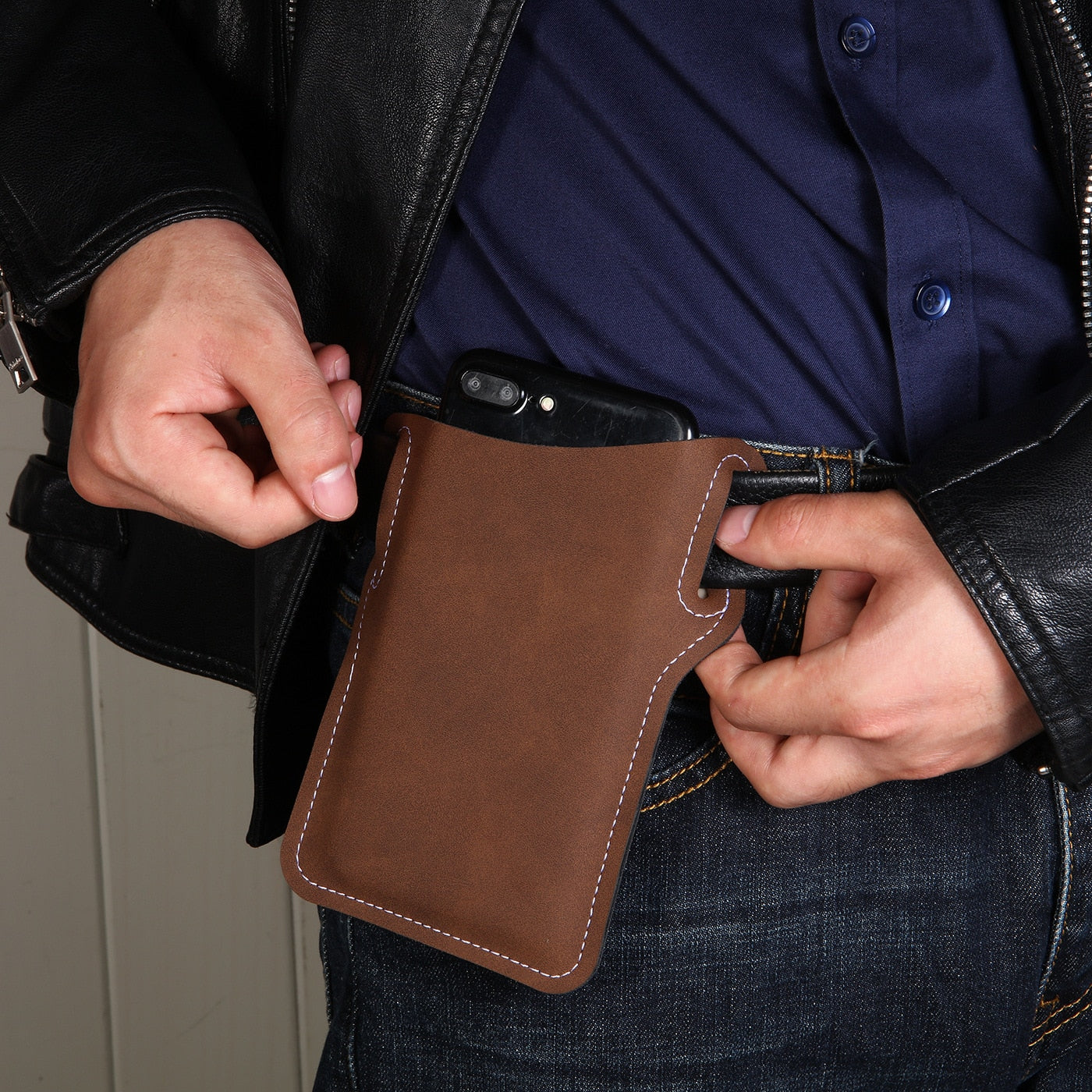 Classic Brown Belt Phone Holster - Pexav