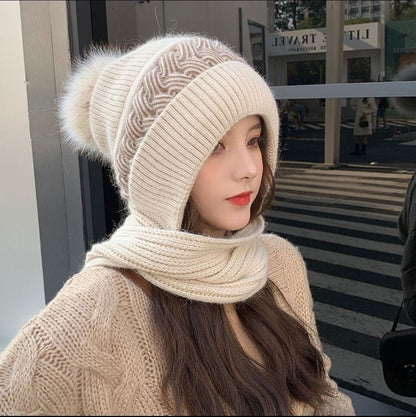 Warm Reversible Wool Scarf Hat Set