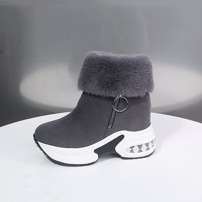 Warm Faux Fur Zip Up Ankle Boots