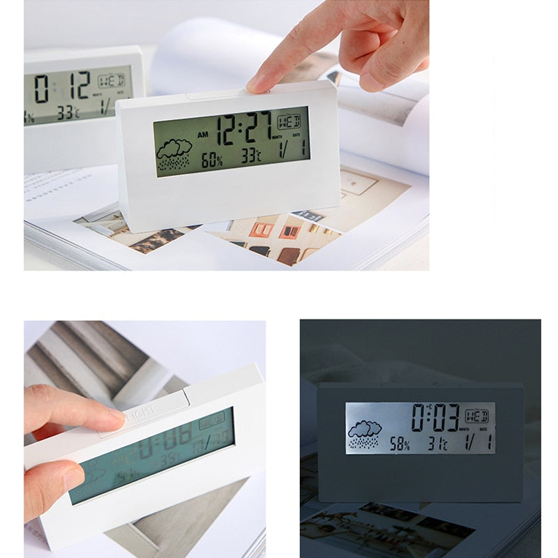 Clear Glass LED Digital Table Clock