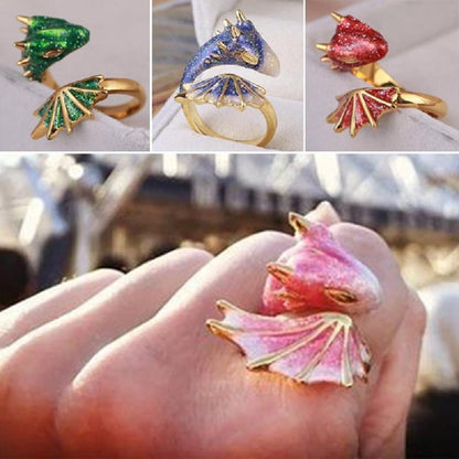Vibrant Dragon Design Adjustable Ring - Pexav