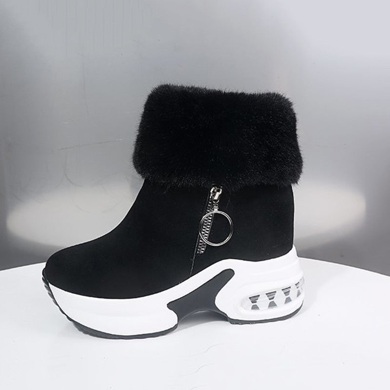 Warm Faux Fur Zip Up Ankle Boots