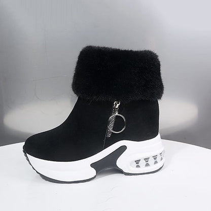 Warm Faux Fur Zip Up Ankle Boots