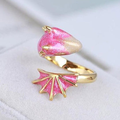 Vibrant Dragon Design Adjustable Ring